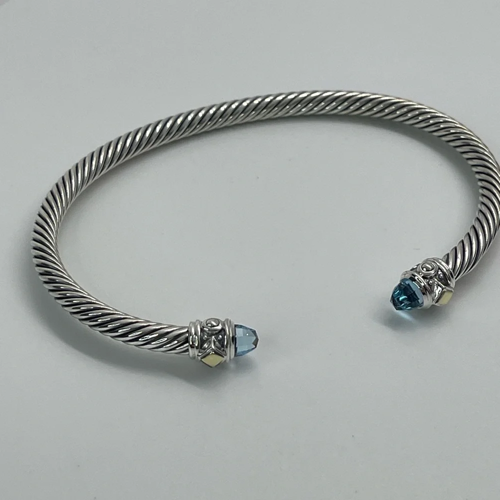 David Yurman Renaissance Blue Topaz Bracelet with 18K Yellow Gold - Picture 8 of 15